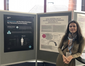 Emotion Revolution in Bergen, Norway 04/2018. Dr. Helena Lass with her poster. Photo: Ingvar Villido